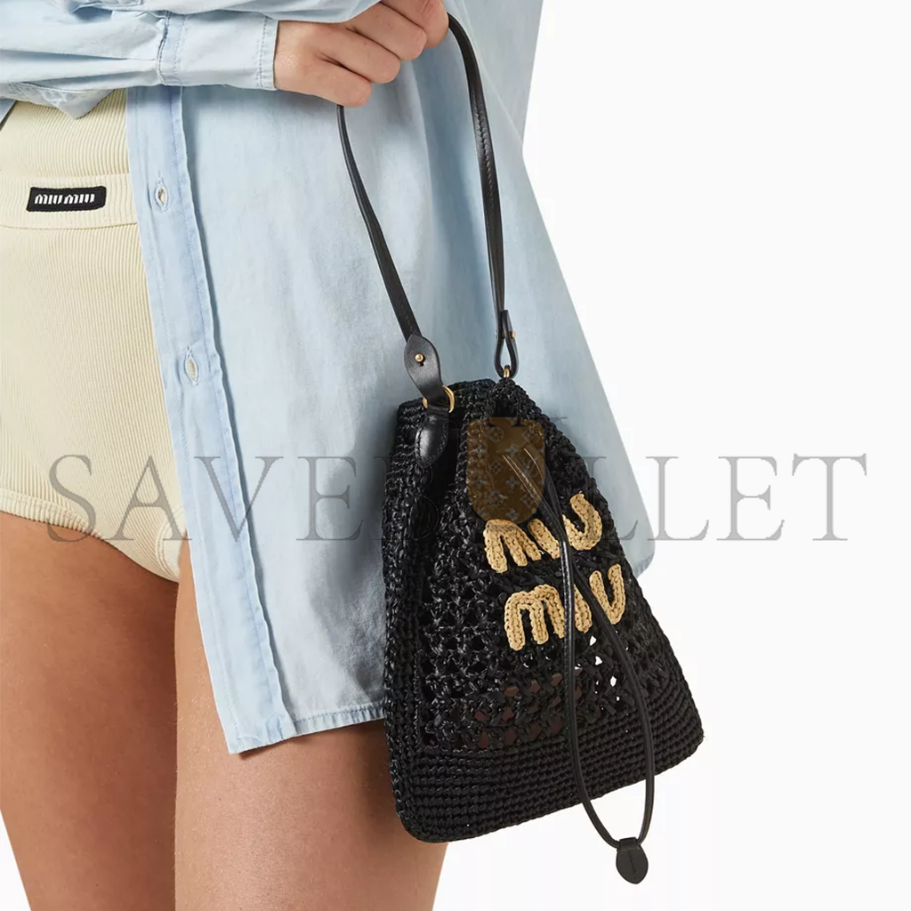 M1v M1v bucket bag in raffia-effect yarn 5nd016 (23*20cm)